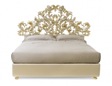 Doppelbett mit geschnitzten Kopfteil, Roberto Giovannini (Schlafzimmer Barock, Rokoko)