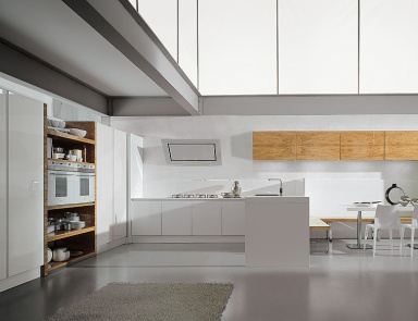Küche (Garnitur für die Küche) Aster Cucine, Contempora, Ulivo (Eck-Küche)
