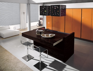 Küche (Garnitur für die Küche) aus Naturholz Aster Cucine, Contempora, Ebano naturale