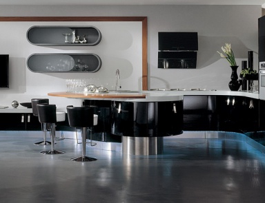 Garnitur für Küche mit Granit-Arbeitsplatten Laccato, Aster Cucine (Möbel Hightech)