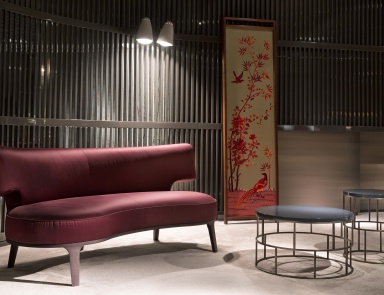 Sofa Halbkreisform Drop, Flexform (rotes Sofa)