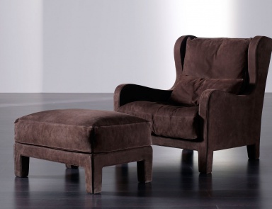 Sessel Foster soft mit Hocker für die Füße, Meridiani (Sessel mit Hocker)