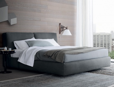Doppelbett, Arca Bed - Poliform (Bett mit gepolstertem Kopfteil)