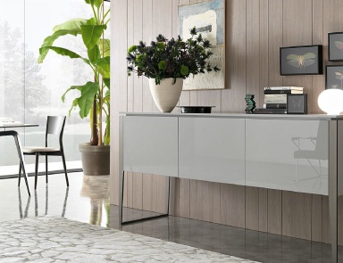 Sideboard in Lack-weiß mit Metallbeinen Nibbio MisuraEmme