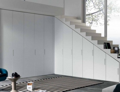 Schrank Eck-Einbauschrank unter der Treppe Rovix, MisuraEmme (Wand Schrank für das Wohnzimmer und den Flur, Italien)