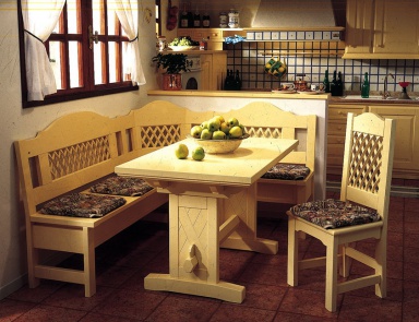 Ecksofa aus Massivholz Canova, Cadore (Sofa für die Küche, Italien)
