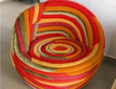 Hocker mit Rahmen aus Naturholz Gomitolo, TreCi Salotti