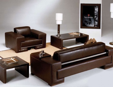Die Garnitur für das Wohnzimmer in der Veredelung von Leder Strauß Touring, Formitalia