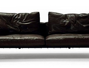 Sofa auf Metallrahmen gepolsterter Leder oder Stoff Lifesteel, Flexform (Sofa mit Regal, Schublade)