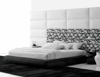 Das Bett auf dem Rahmen-gepolstert Stoff / Leder, Dream - Poliform