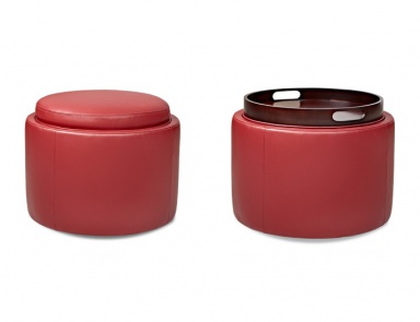 Runder Hocker Uno-Round, American Leather (Puff auf Rädern)