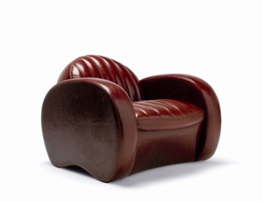 Sessel auf einem Rahmen aus massivem Pappel-und Buchenholz gepolstert Leder Botero, Mascheroni