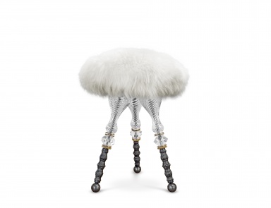 Puh auf hohen Beinen im Pelz Lamm Cometti, Bella Luna (Designer-Küche)
