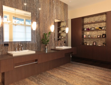 Die Garnitur für das Badezimmer in schpone mit Stahlelementen Contemporary Comp.4, Neff Kitchens