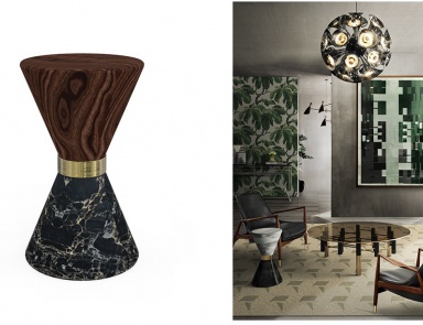 Hocker aus Marmor und Nussbaum Vinicius, DELIGHT
