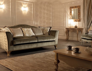 Sofa Dreibettzimmer auf geschnitzten Beinen in Lack Varsovie Varsavia, Tosconova