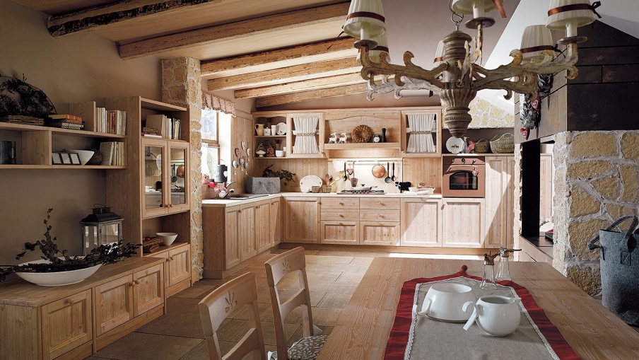 Кухнный Garnitur Fieno Talcato aus Holz von hoher Qualität, Callesella