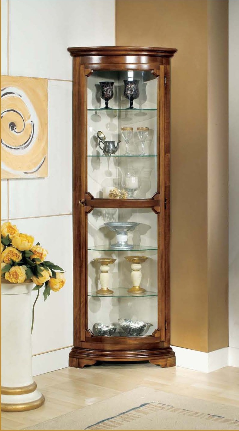 Eck-Vitrine mit halbrunder Tür, Export Mirandola