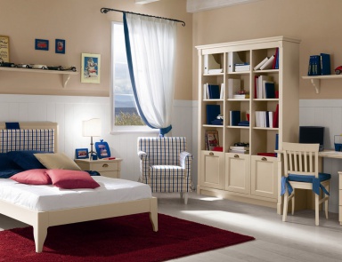 Für das Schlafzimmer eingerichtet mit Doppelbett STELLA und Bücherregal, Callesella