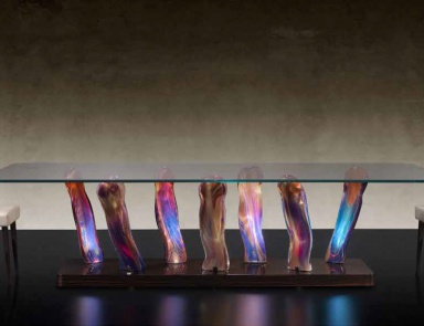 Esstisch mit Beinen aus Murano-Glas Sassi 72, Reflex Angelo (glamorous-Möbel für das Esszimmer)