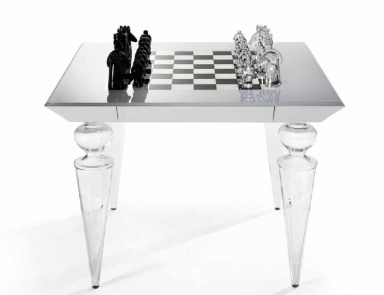 Couchtisch game mit Beinen aus Murano-Glas Scacchi, Reflex Angelo