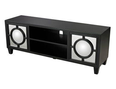 Schrank Mirage Black Media Console With Convex Mirror By Sterling