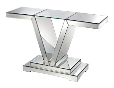 Tisch Mirrored Console Table With Clear Glass Top Dimond Home