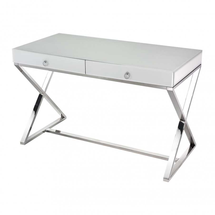 Schreibtisch White Glass Desk Dimond Home