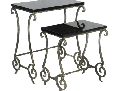 Tisch Set of 2 Marble Stacking Side Tables Sterling