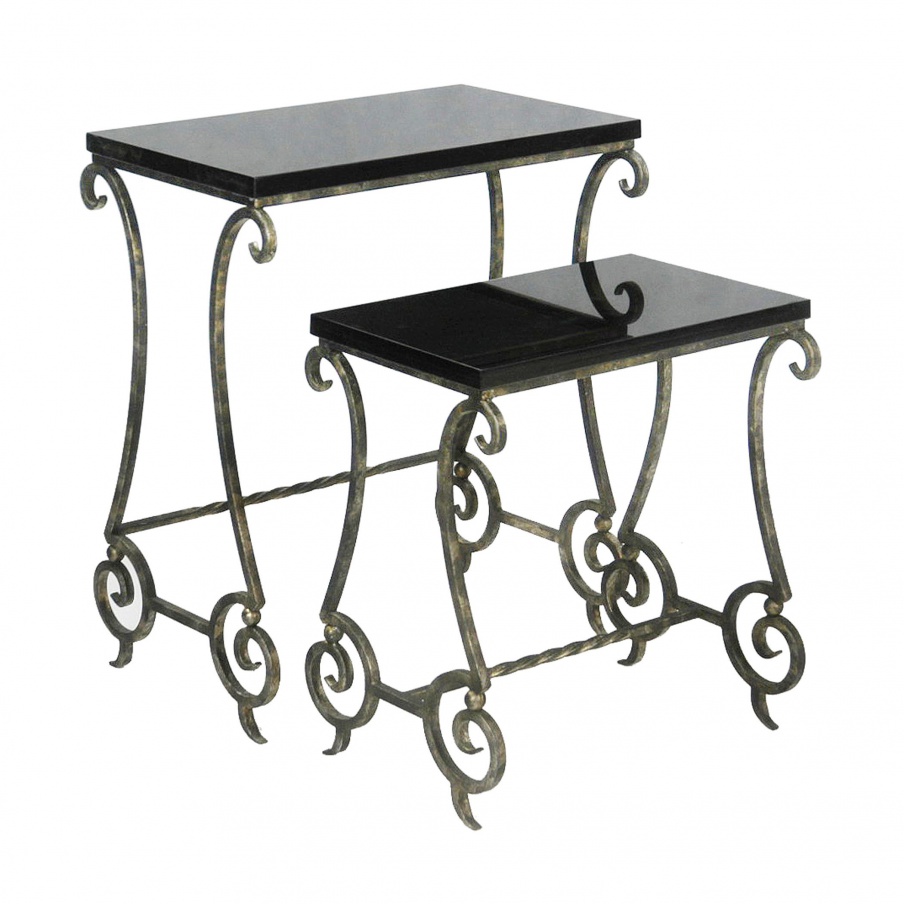 Tisch Set of 2 Marble Stacking Side Tables Sterling