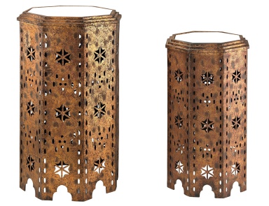Tisch Set Of 2 Moroccan Side Table With Mirrored Tops Dimond Home