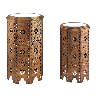 Tisch Set Of 2 Moroccan Side Table With Mirrored Tops