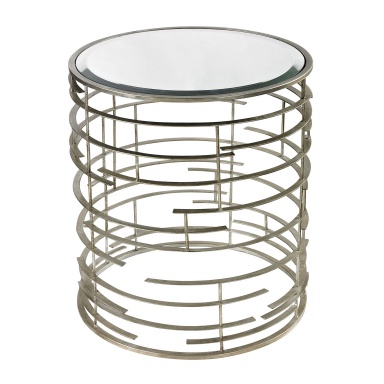 Tisch Contemporary Sculptural Metal Work Side Table With Clear Glass Top