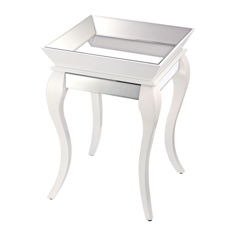 Tisch Side Table With Bent Glass In White Dimond Home