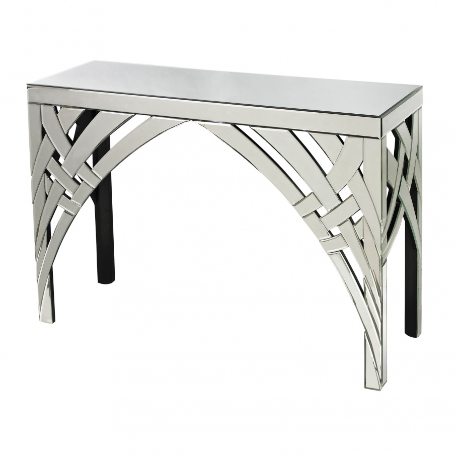 Tisch Curved Ribbons Mirrored Console Dimond Home