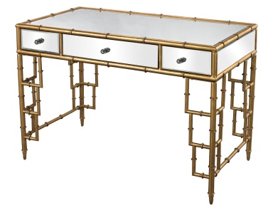Schreibtisch Mirror Desk Top With Bamboo Frame In Gold Leaf Dimond Home
