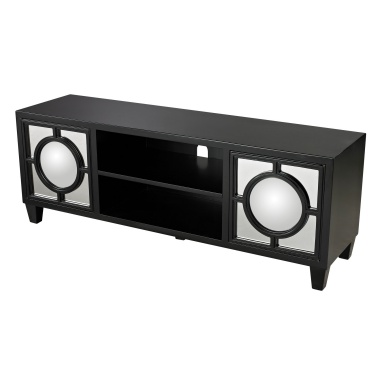 Schrank Mirage Black Media Console With Convex Mirror By