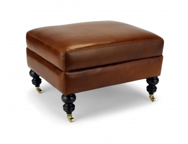 Hocker mit gepolsterten Ledereinsatz Beaumont, Cisco Brothers