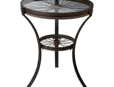 Schreibtisch Industrial Railroad Style Side Table Sterling (Glastisch)
