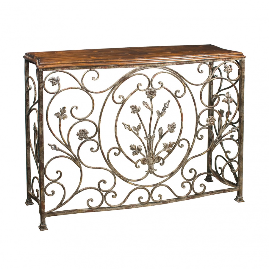 Konsole Floral Scroll Console Sterling