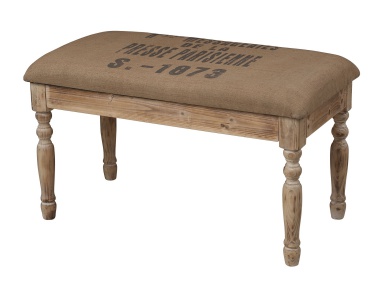 Bench Presse Parisienne Linen Bench Covered Sterling (Möbel für das Schlafzimmer Provence)