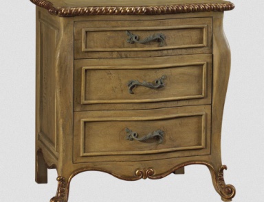 Nachttisch Bett mit drei Schubladen Rivoli, French Heritage