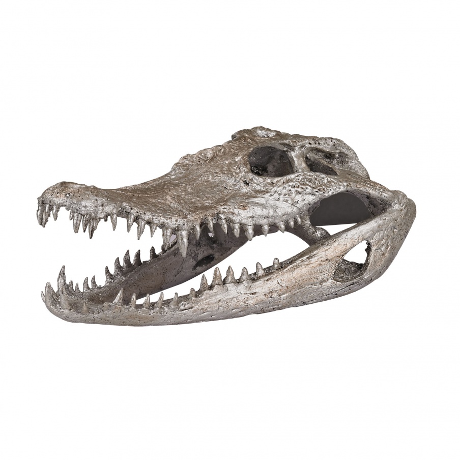 Zubehör Crocodile Skull In Silver Leaf Dimond Home