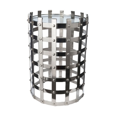 Tisch Metal Strap Table With Glass Top