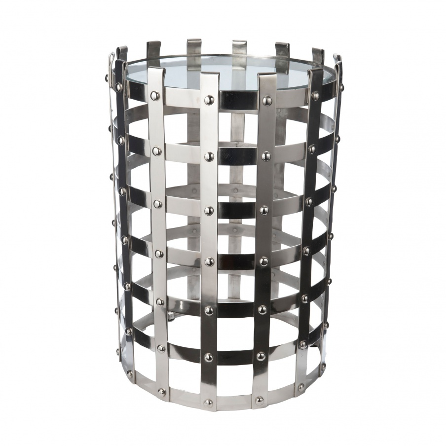 Tisch Metal Strap Table With Glass Top Dimond Home