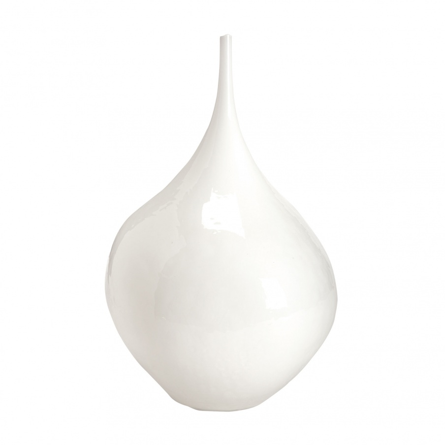 Vase White Hand Blown Bottle - Sm Dimond Home