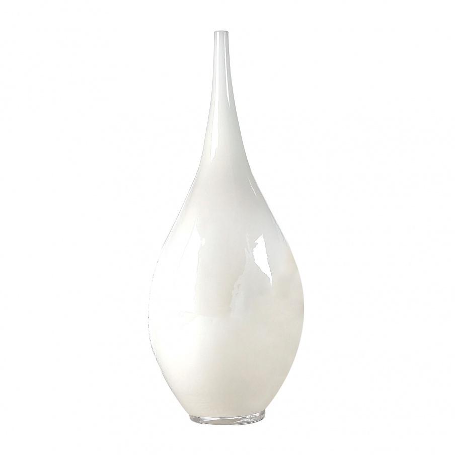 Vase White Hand Blown Bottle - Lg Dimond Home
