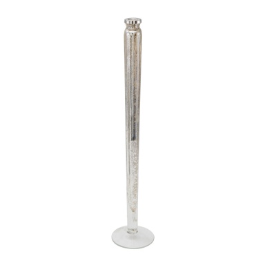 Kerzenhalter Antique Silver Mercury Ribbed Glass Candleholder - Lg