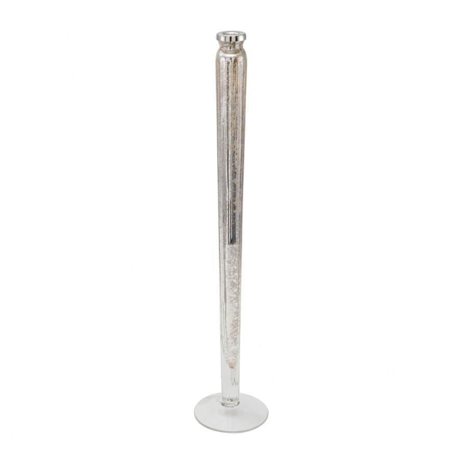 Kerzenhalter Antique Silver Mercury Ribbed Glass Candleholder - Lg Dimond Home