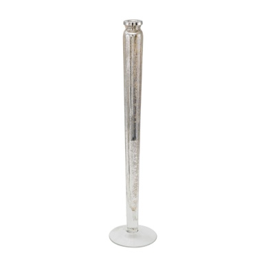 Kerzenhalter Antique Silver Mercury Ribbed Glass Candleholder - Md
